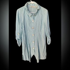 Soft Surroundings Blue Button Down Tunic Top Size XS
